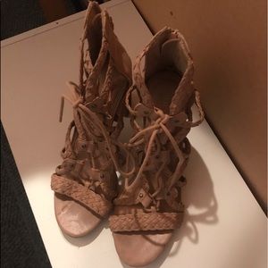 Tan lace up heels